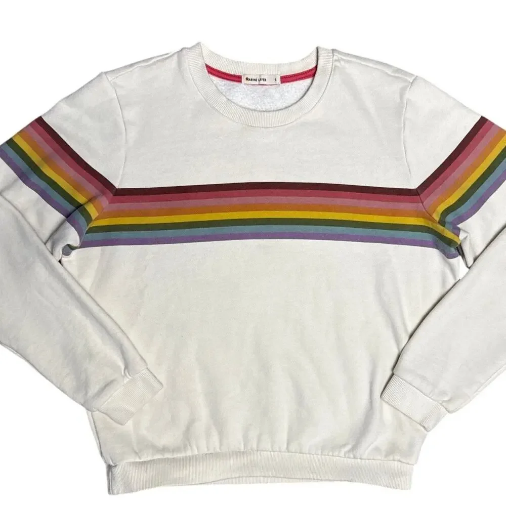 Marine Layer Anytime Sweatshirt Ivory Size Small - Picture 7 of 9
